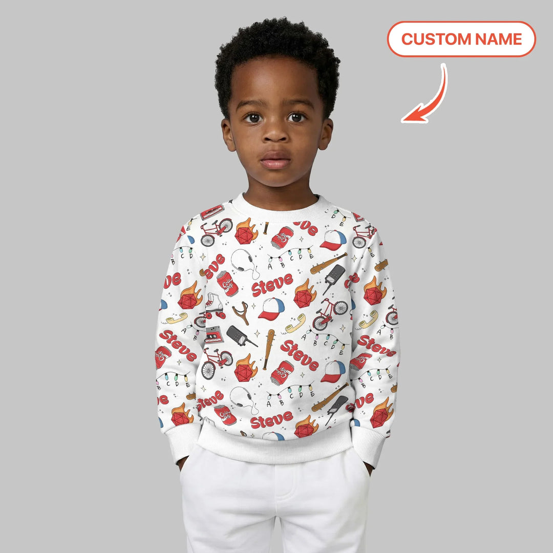 Custom Name Kids Adventure Bamboo Crewneck Sweatshirt