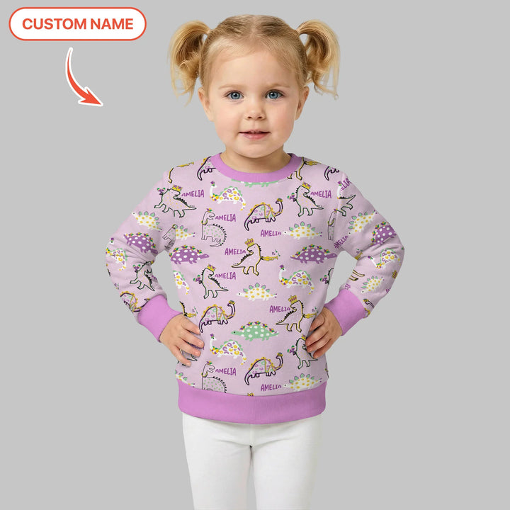 Custom Name Mardi Gras Saurus Bamboo Crewneck Sweatshirt