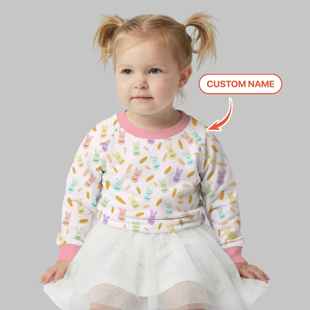 Custom Name Easter Bunny Bamboo Crewneck Sweatshirt
