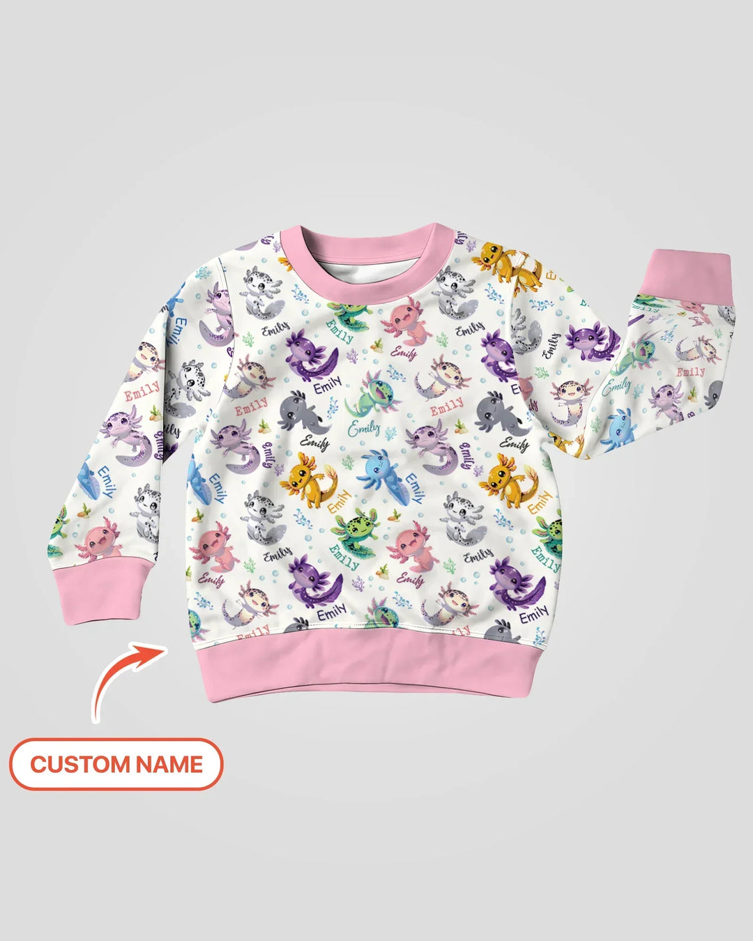 I Love You Axolotl Custom Name Bamboo Crewneck Sweatshirt