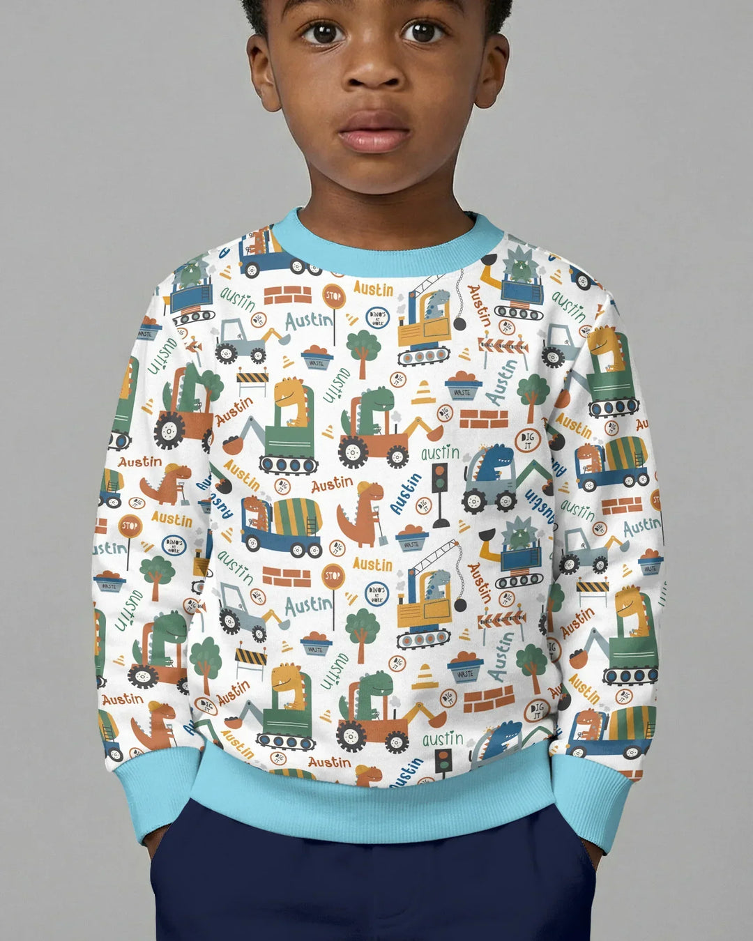 Custom Name Dino Diggers Bamboo Crewneck Sweatshirt