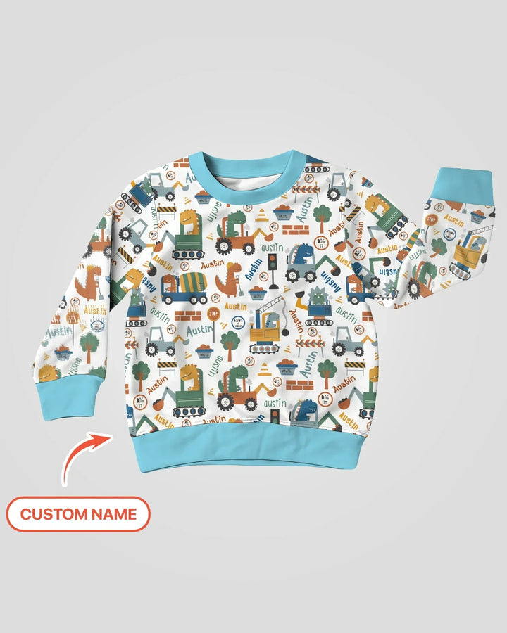 Custom Name Dino Diggers Bamboo Crewneck Sweatshirt
