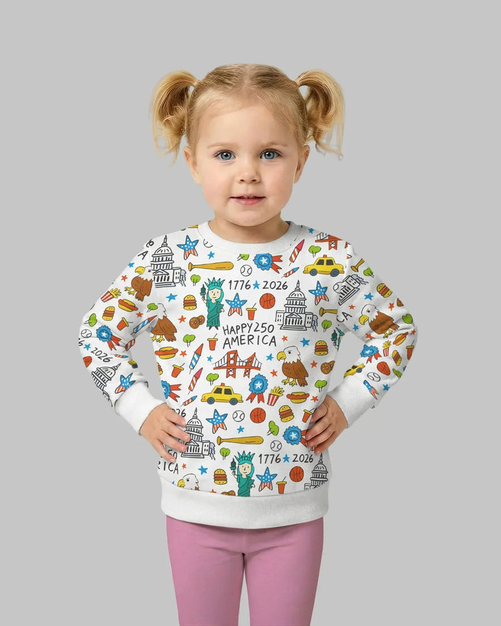 Happy 250 America 7626 Bamboo Crewneck Sweatshirt