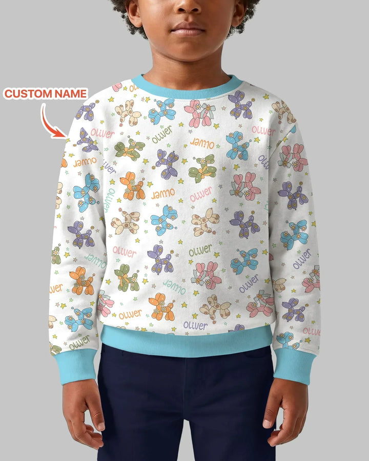 Custom Name Balloon Dog Bamboo Crewneck Sweatshirt