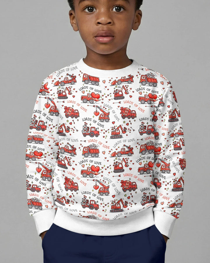 Construction Trucks Loads of Love Bamboo Crewneck Sweatshirt