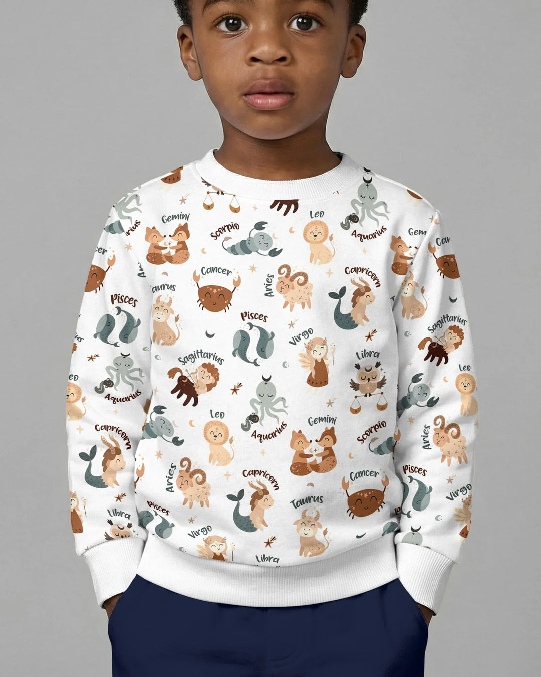 Cute Kids Horoscope Bamboo Crewneck Sweatshirt