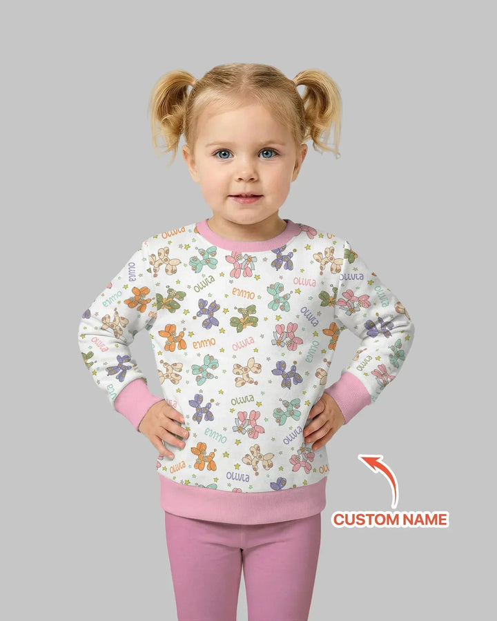 Custom Name Balloon Dog Bamboo Crewneck Sweatshirt