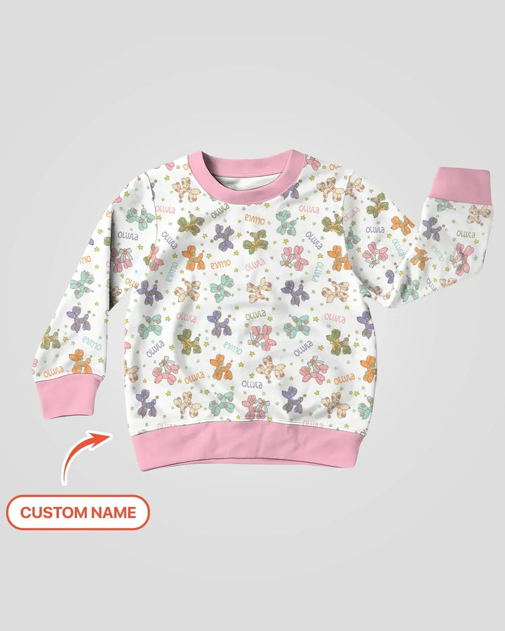 Custom Name Balloon Dog Bamboo Crewneck Sweatshirt
