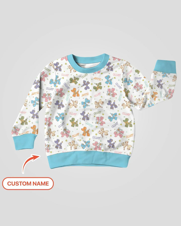 Custom Name Balloon Dog Bamboo Crewneck Sweatshirt