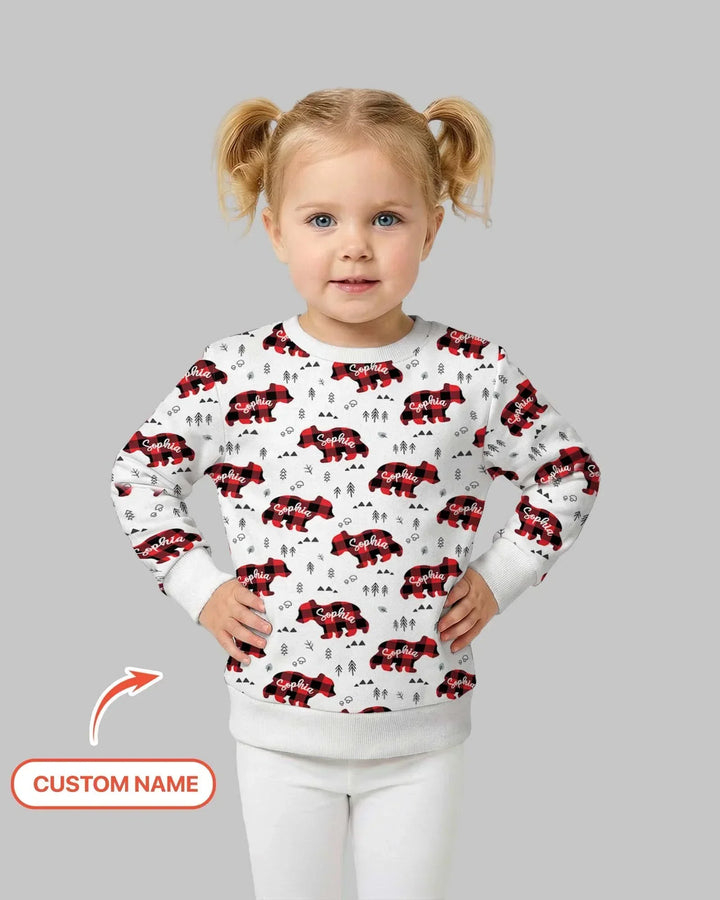 Custom Name Family Bear Matching Bamboo Crewneck Sweatshirt