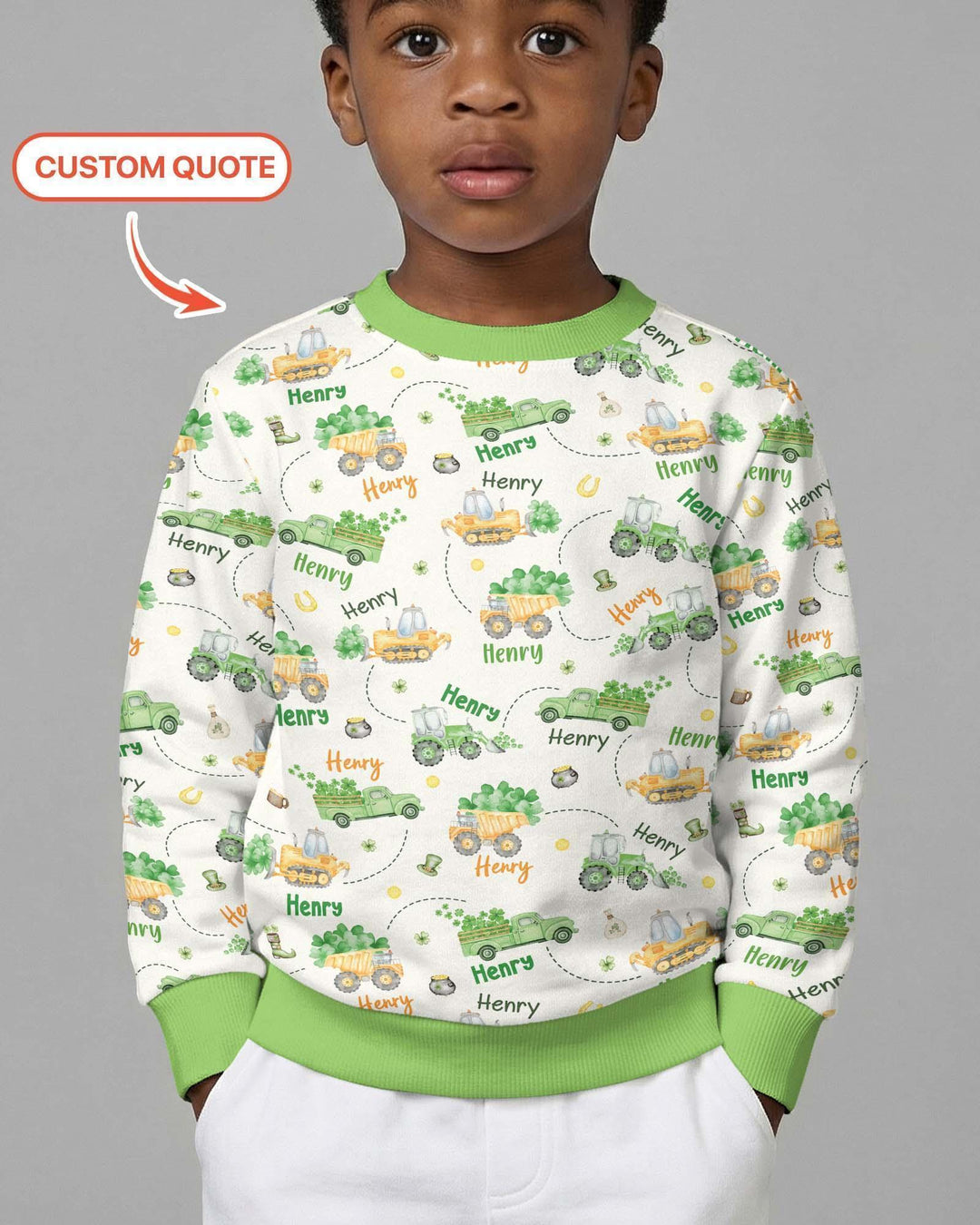 Construction St. Patrick's Day Custom Name Bamboo Crewneck Sweatshirt