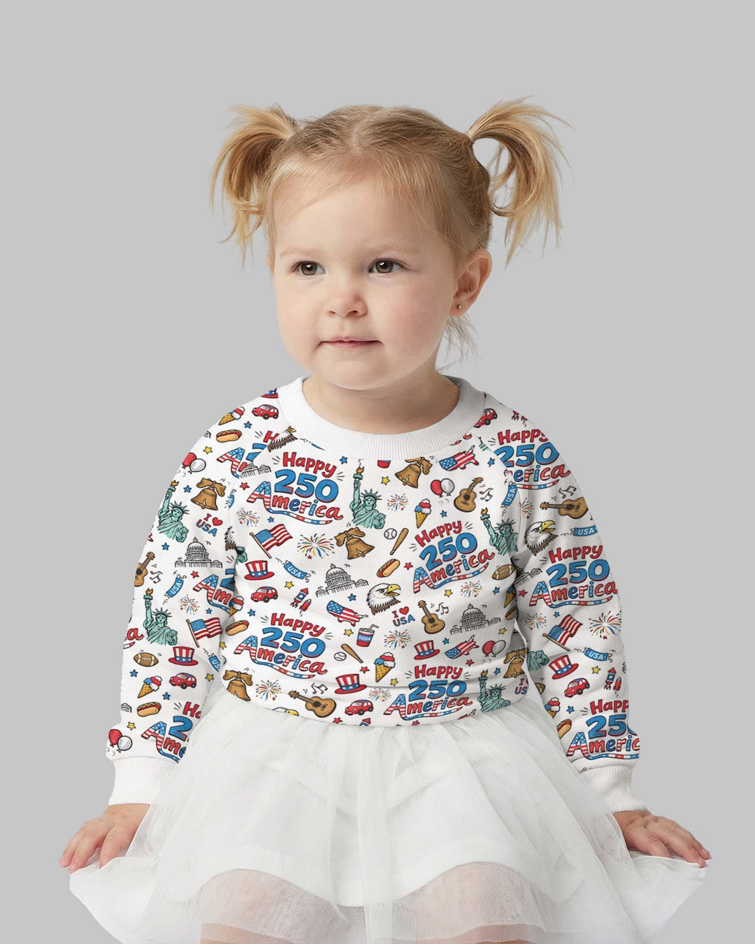 Happy 250 America I love USA Bamboo Crewneck Sweatshirt