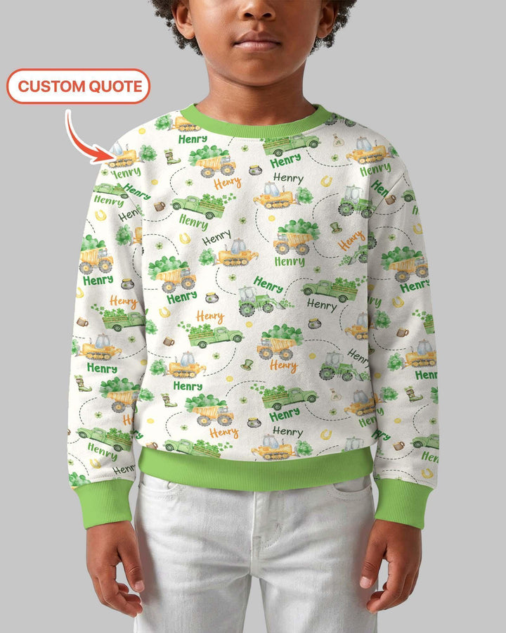 Construction St. Patrick's Day Custom Name Bamboo Crewneck Sweatshirt