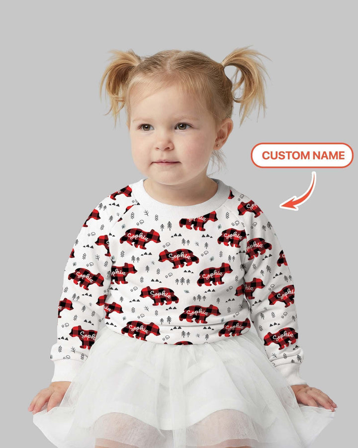 Custom Name Family Bear Matching Bamboo Crewneck Sweatshirt