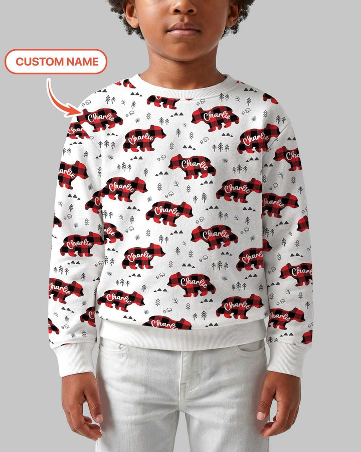Custom Name Family Bear Matching Bamboo Crewneck Sweatshirt