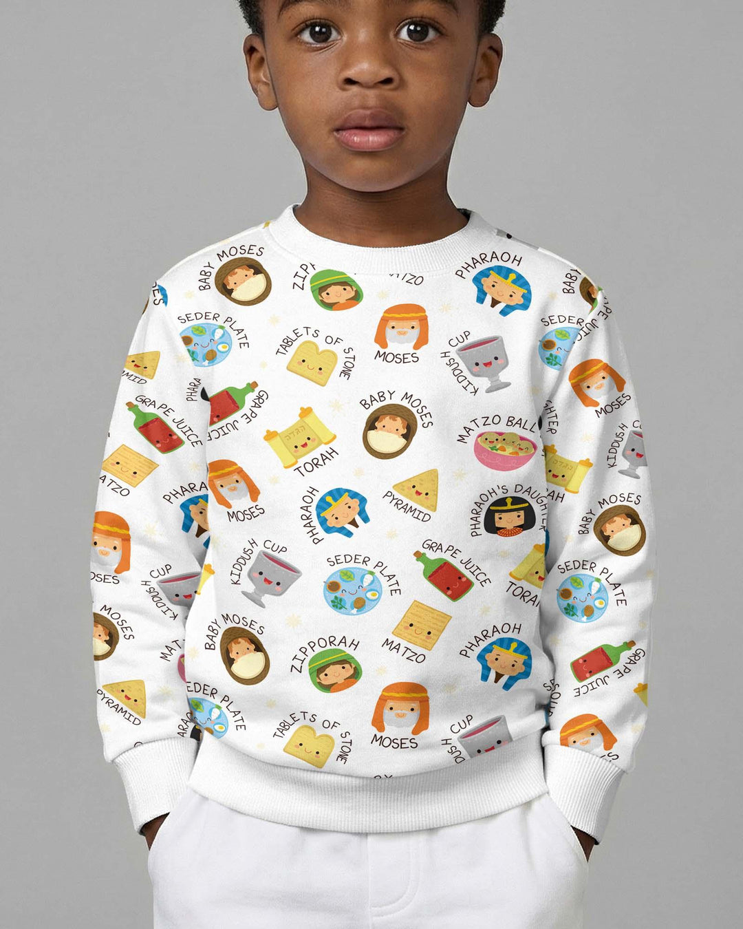 Cute Passover Characters Bamboo Crewneck Sweatshirt