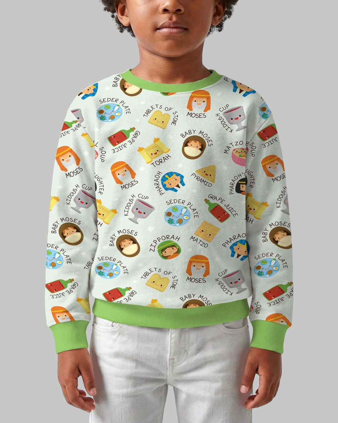 Cute Passover Characters Bamboo Crewneck Sweatshirt