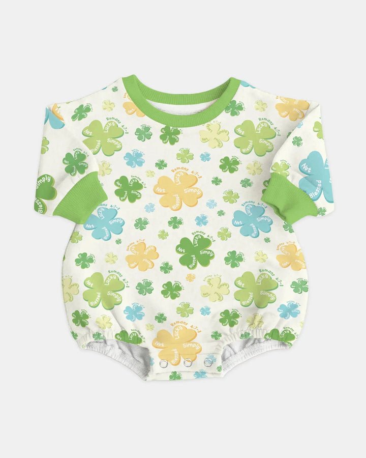 Shamrocks Print St. Patrick's Day Bamboo Bubble Romper