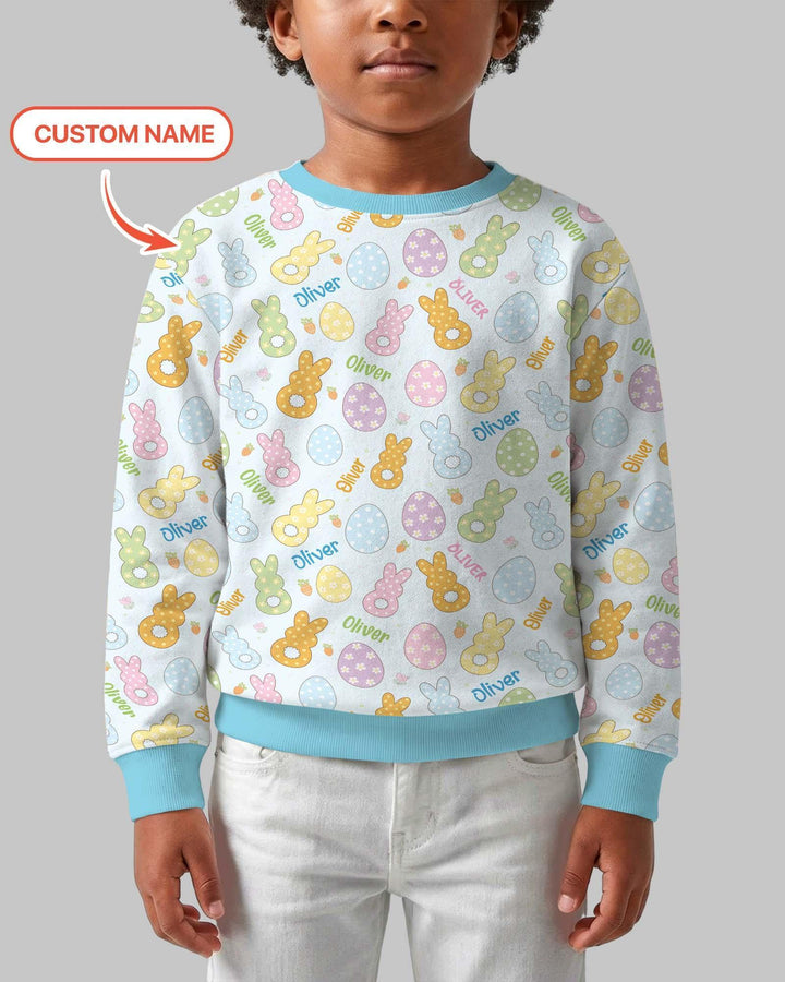 Custom Name Spring Pastel Easter Bamboo Crewneck Sweatshirt