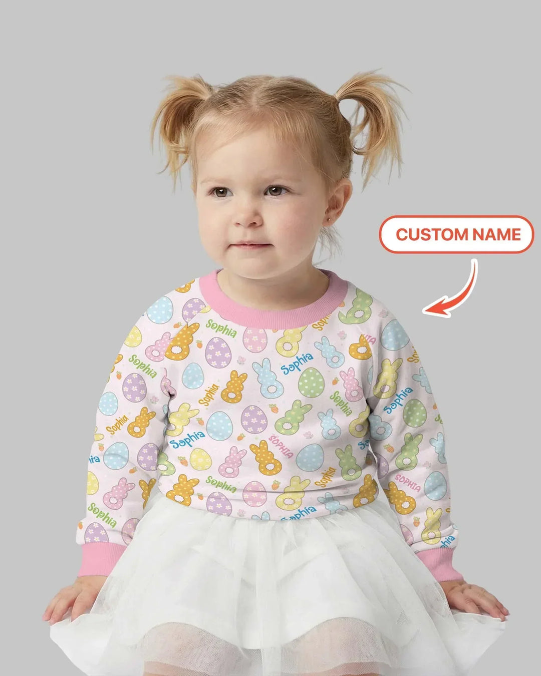 Custom Name Spring Pastel Easter Bamboo Crewneck Sweatshirt