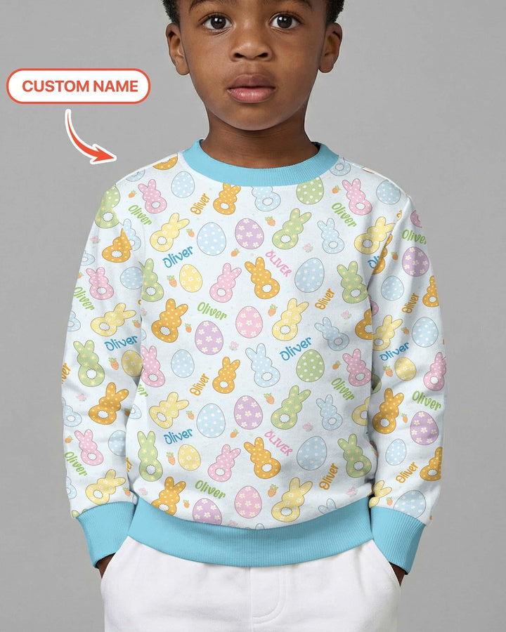 Custom Name Spring Pastel Easter Bamboo Crewneck Sweatshirt
