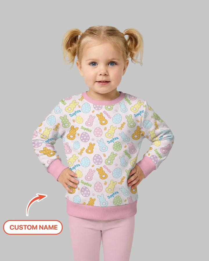 Custom Name Spring Pastel Easter Bamboo Crewneck Sweatshirt