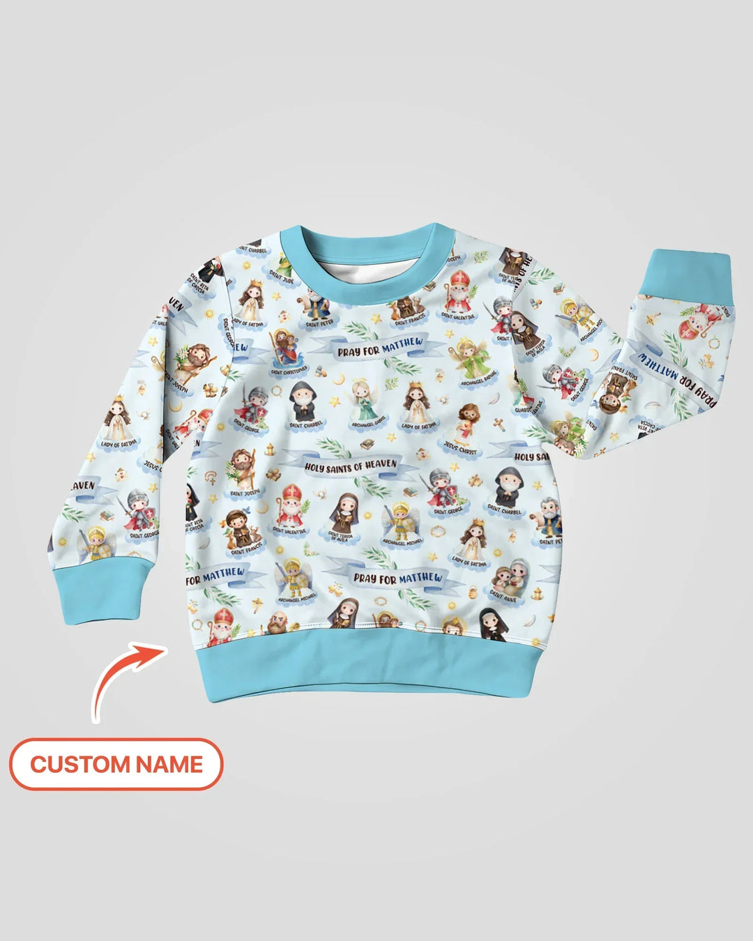 Holy Saints of Heaven Custom Name Bamboo Crewneck Sweatshirt