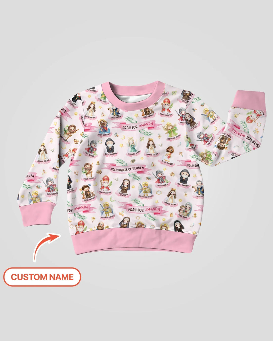 Holy Saints of Heaven Custom Name Bamboo Crewneck Sweatshirt