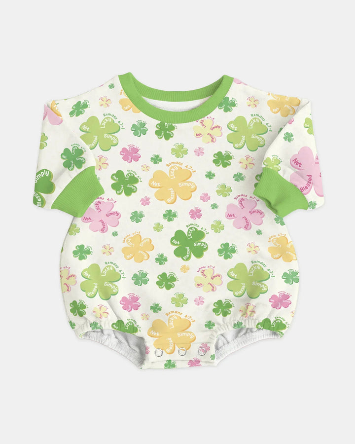 Shamrocks Print St. Patrick's Day Bamboo Bubble Romper
