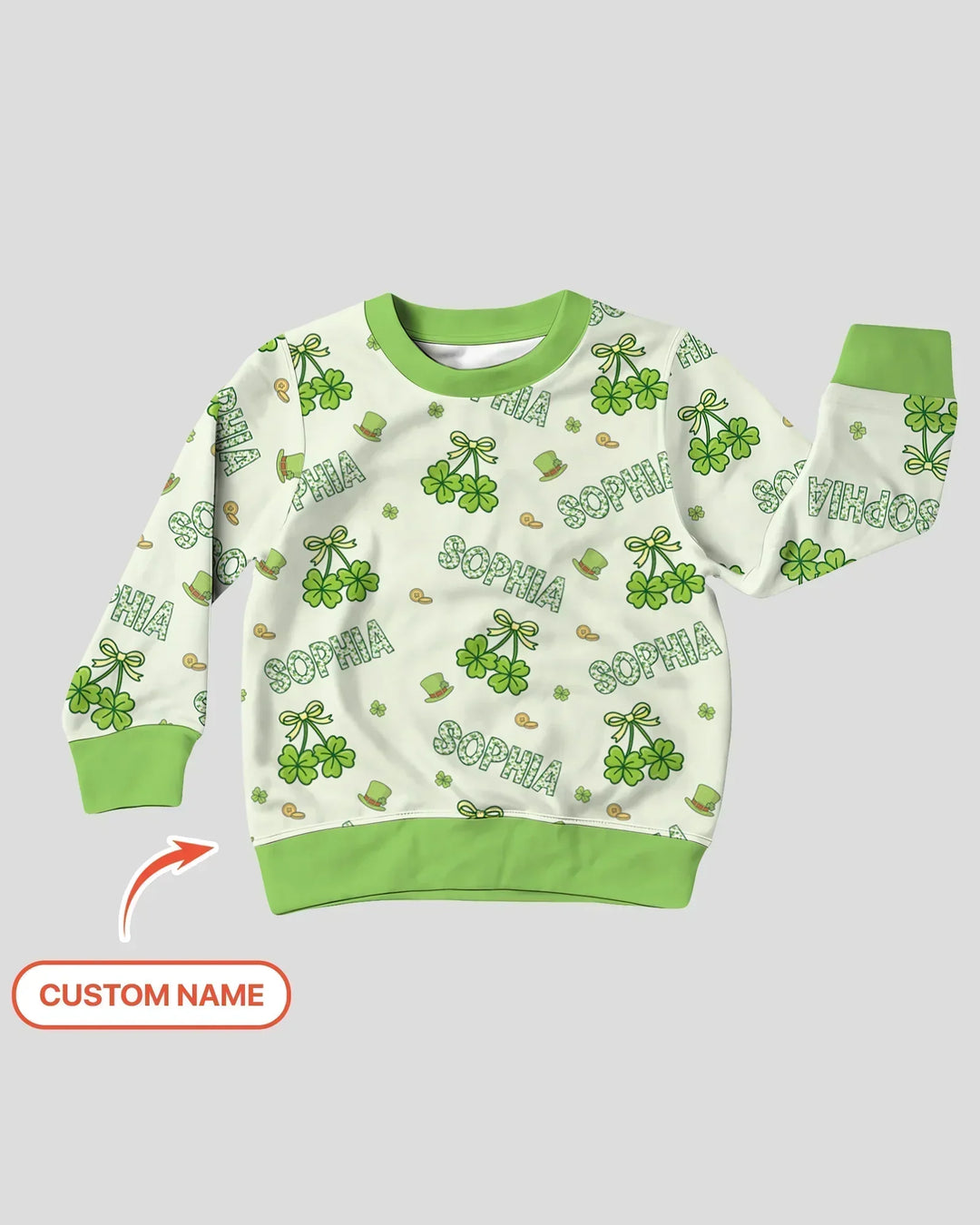 Custom Name Lucky Little Shamrock Bamboo Crewneck Sweatshirt