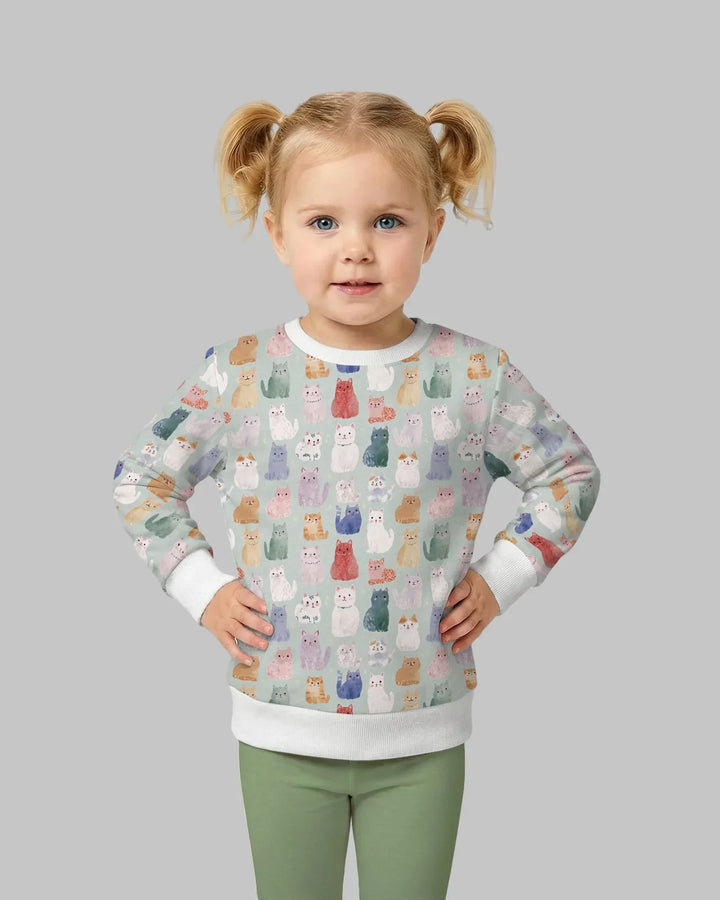 Enchanted Happy Kitty Family Matching Bamboo Crewneck Sweatshirt