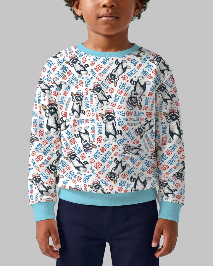 Red White and Feral Bamboo Crewneck Sweatshirt