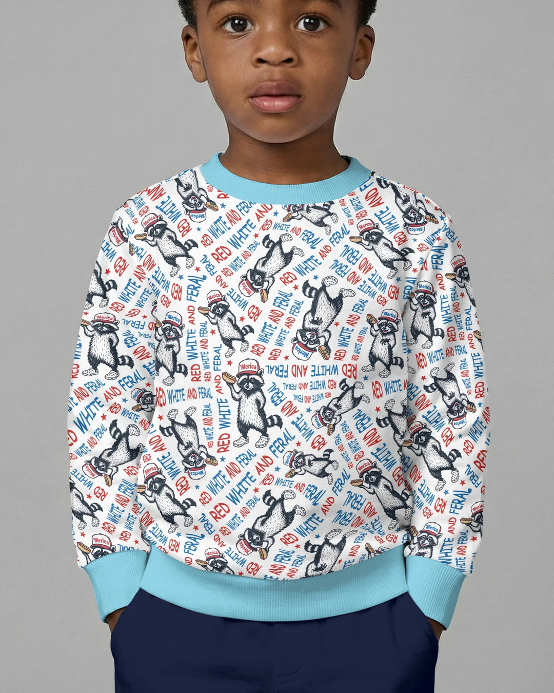 Red White and Feral Bamboo Crewneck Sweatshirt