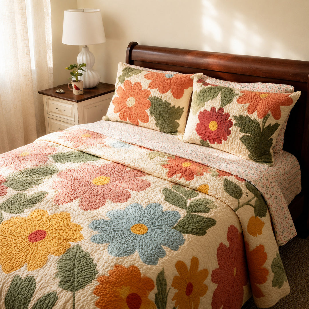 Sweet Daisy Bamboo Quilt Bedding Set