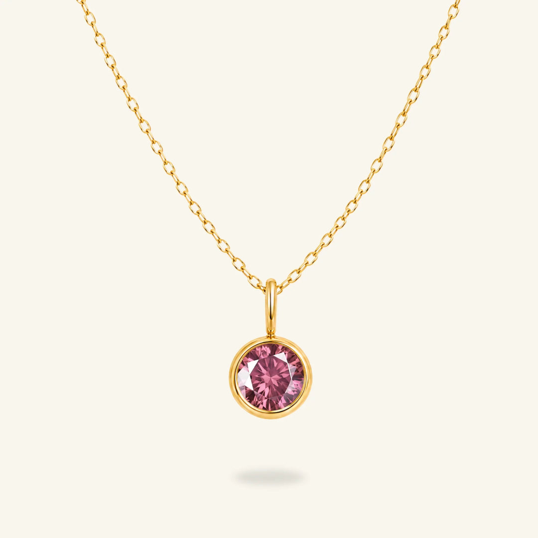 Round Birthstone Charm Necklace