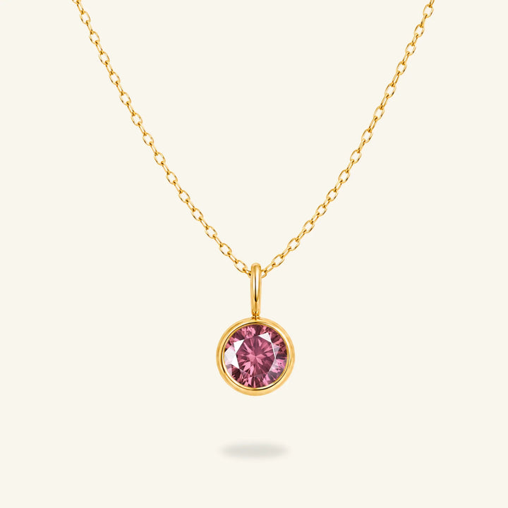 Round Birthstone Charm Necklace