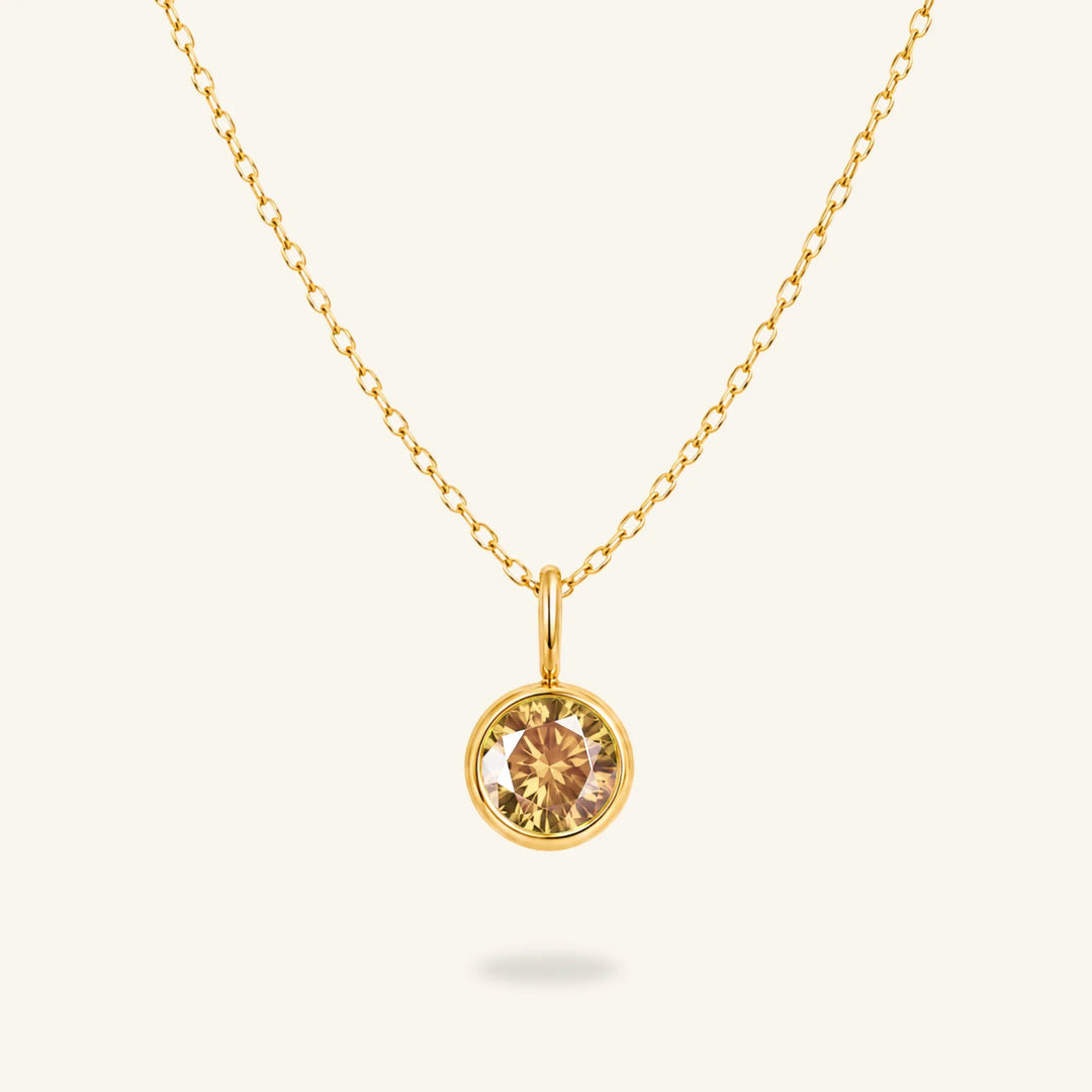 Round Birthstone Charm Necklace