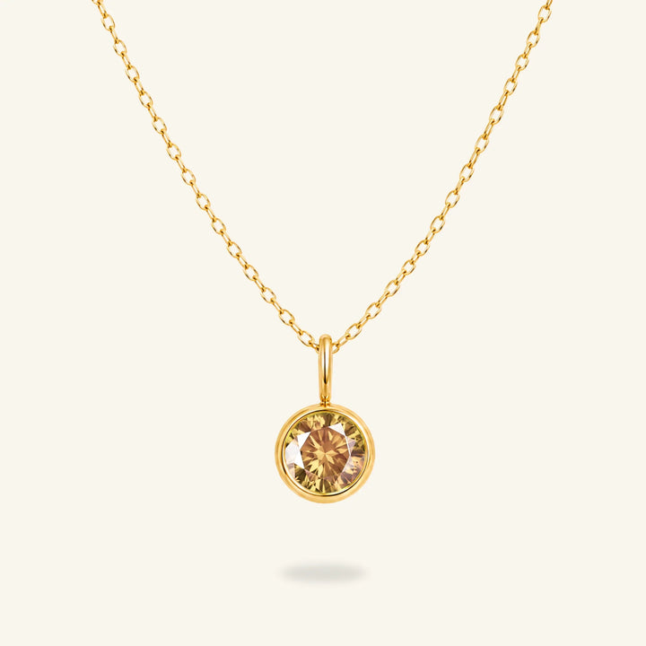 Round Birthstone Charm Necklace