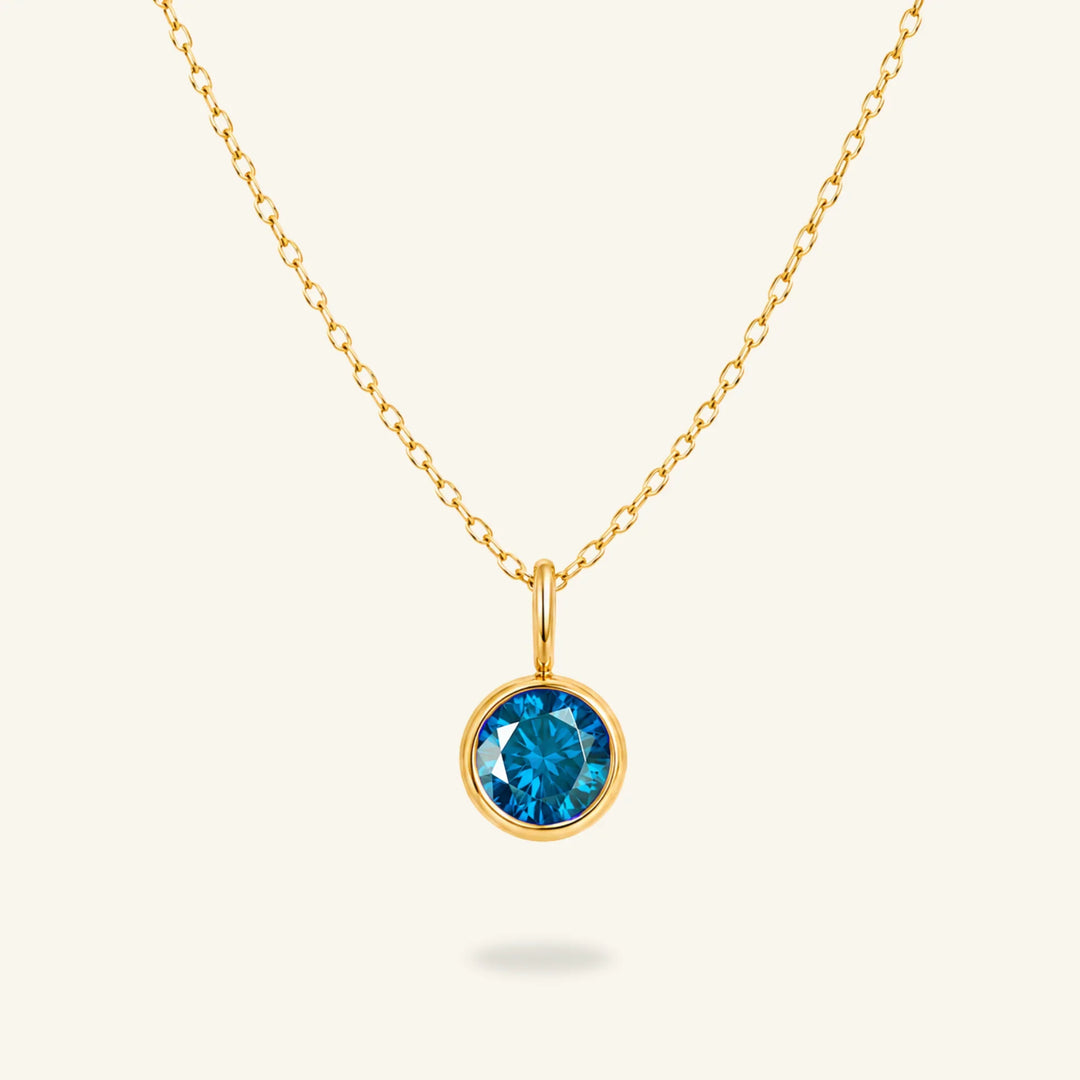 Round Birthstone Charm Necklace