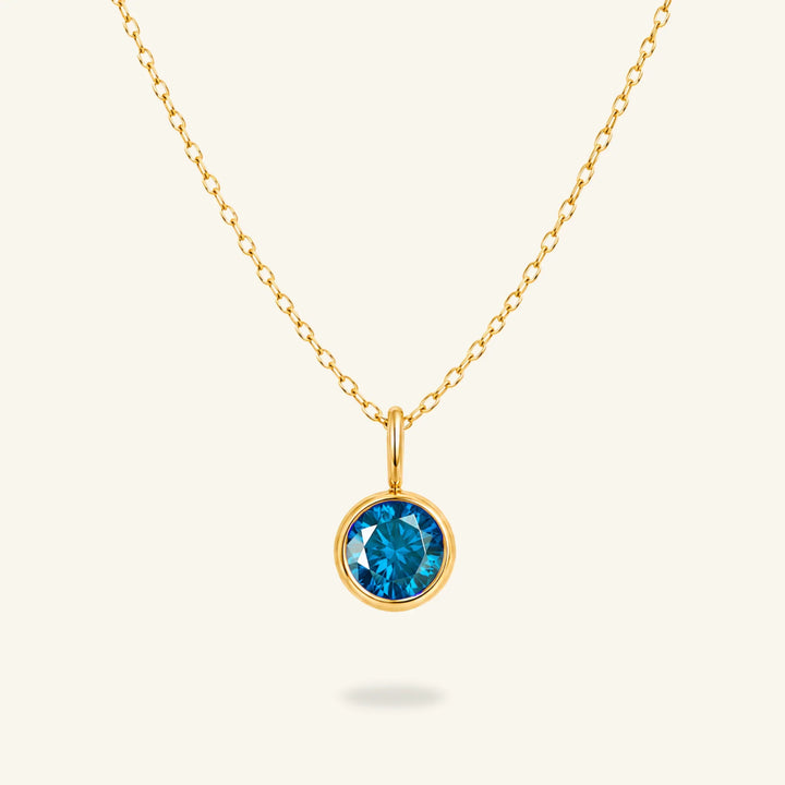 Round Birthstone Charm Necklace