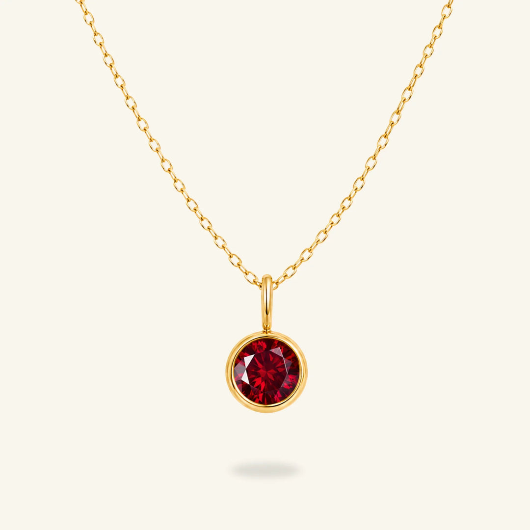 Round Birthstone Charm Necklace