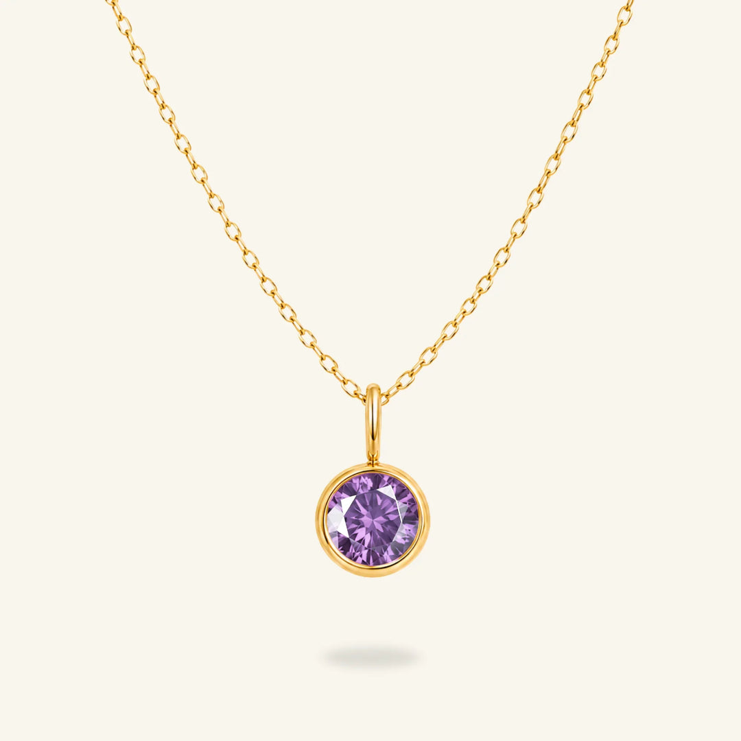 Round Birthstone Charm Necklace