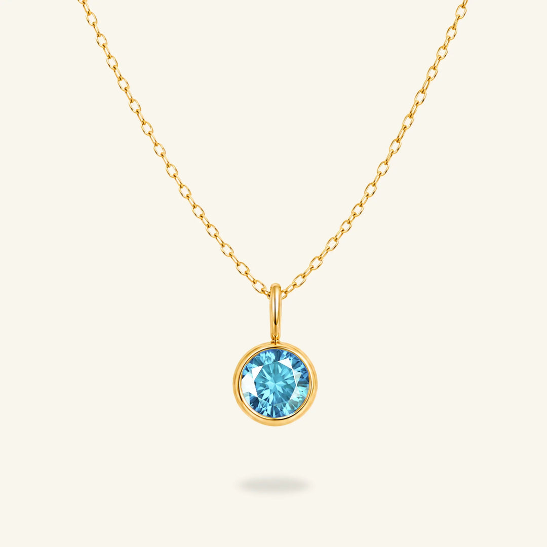 Round Birthstone Charm Necklace