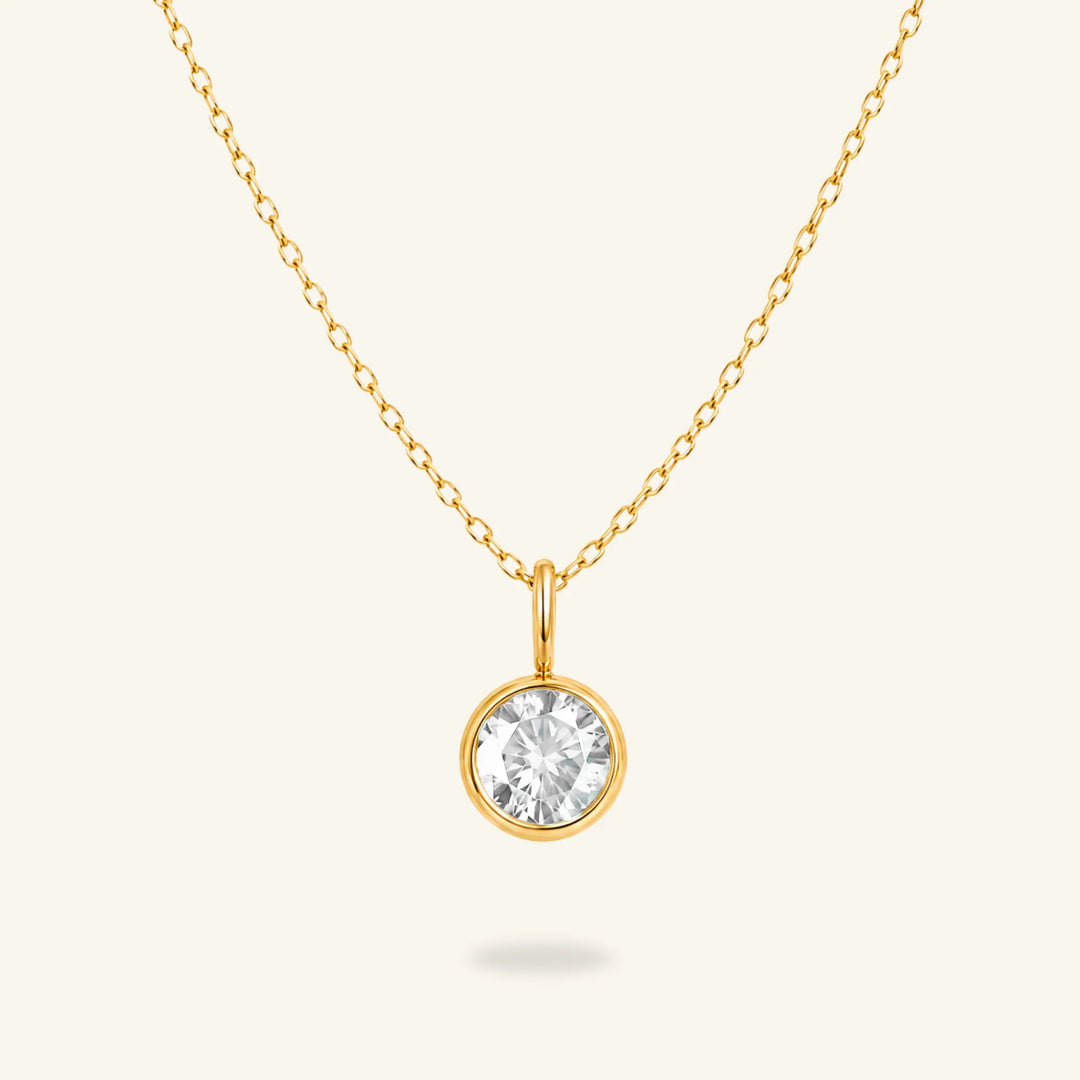 Round Birthstone Charm Necklace