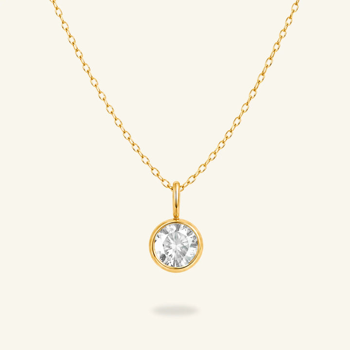 Round Birthstone Charm Necklace