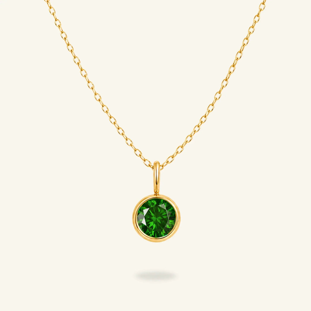 Round Birthstone Charm Necklace
