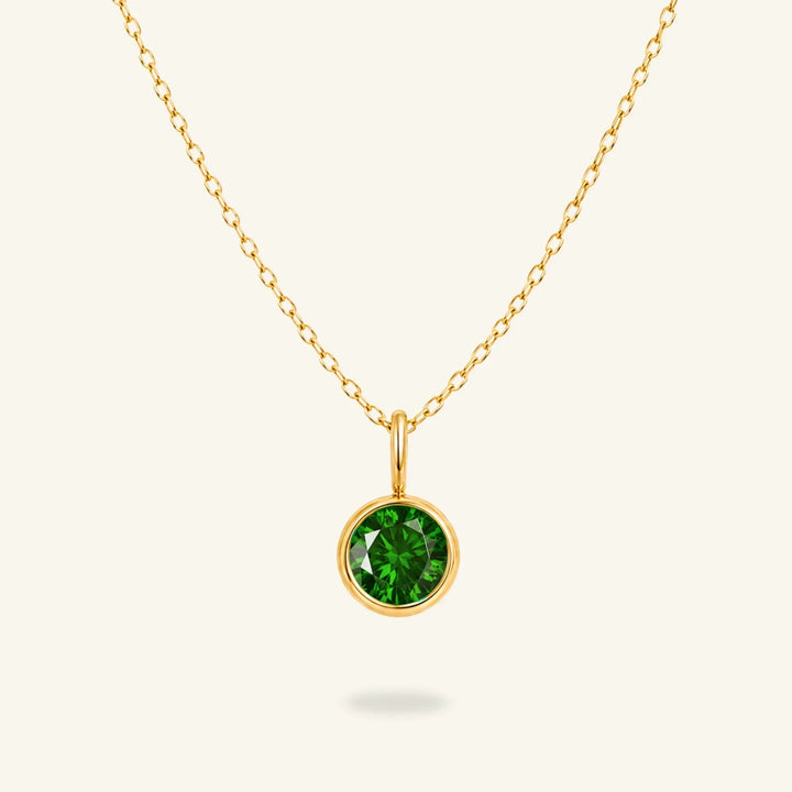 Round Birthstone Charm Necklace