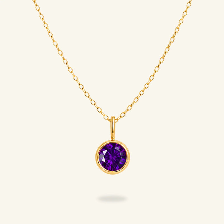 Round Birthstone Charm Necklace