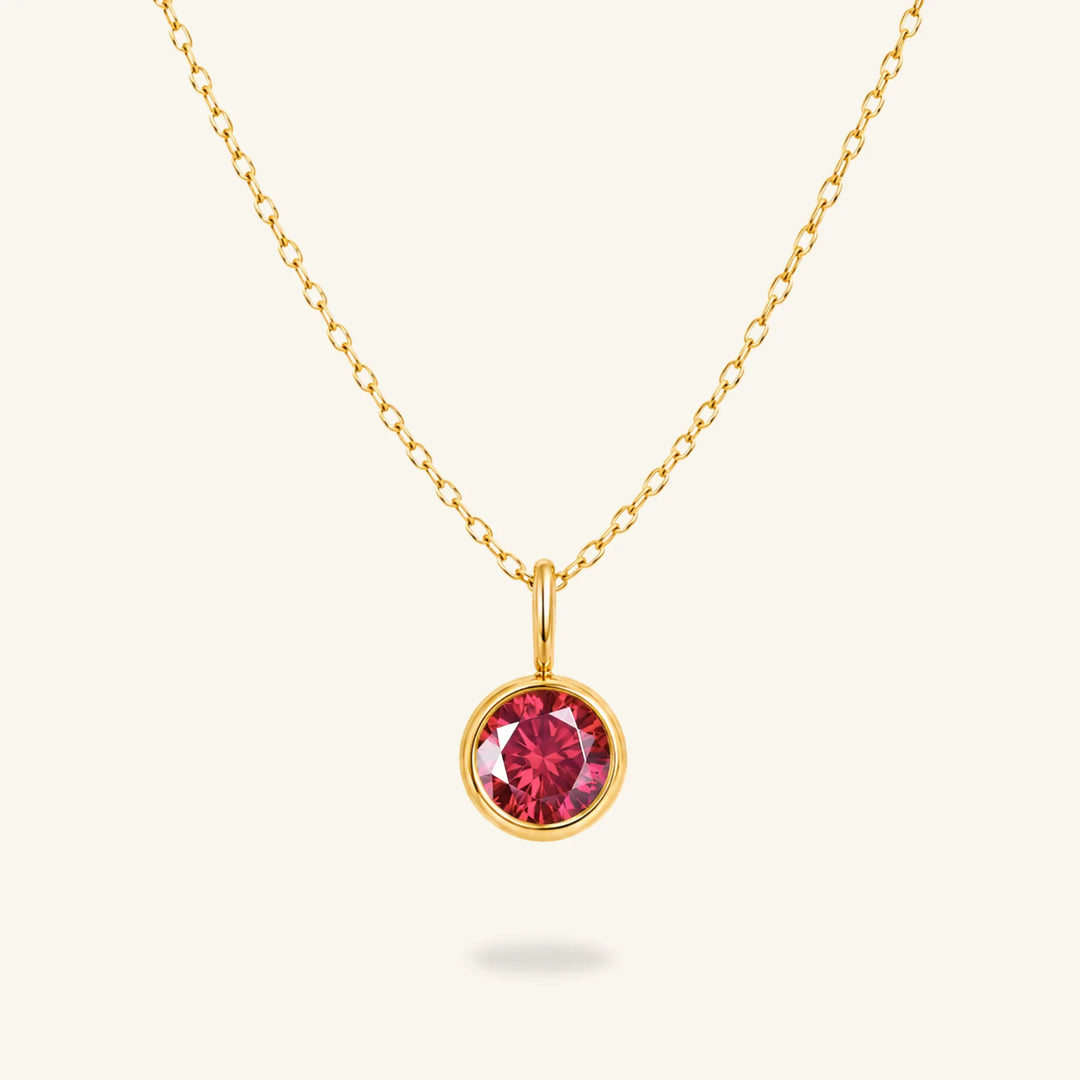 Round Birthstone Charm Necklace
