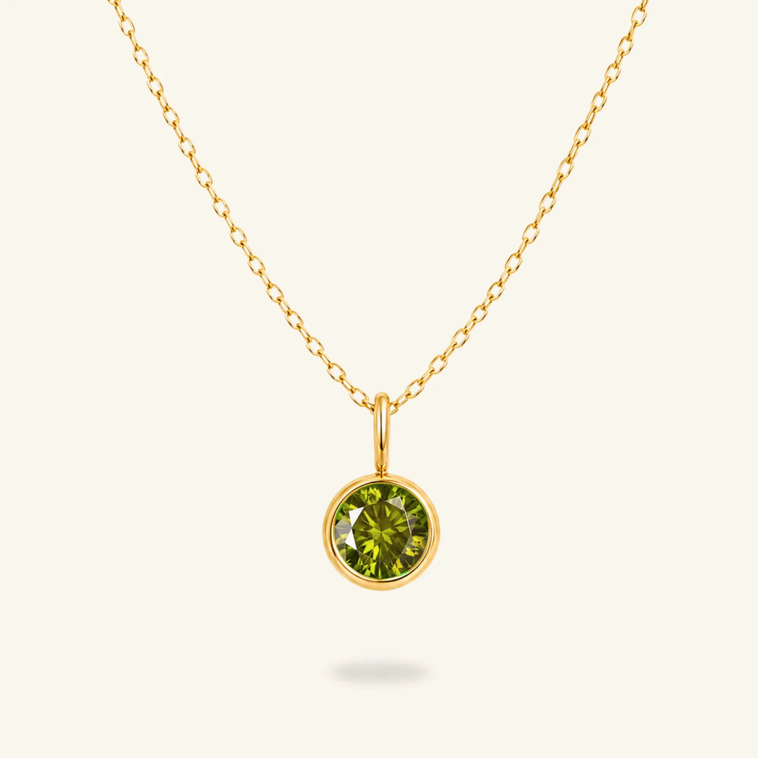 Round Birthstone Charm Necklace